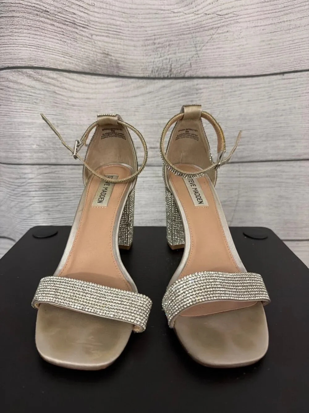 Steve Madden Rhinestone Block Heel Sandals Size 8